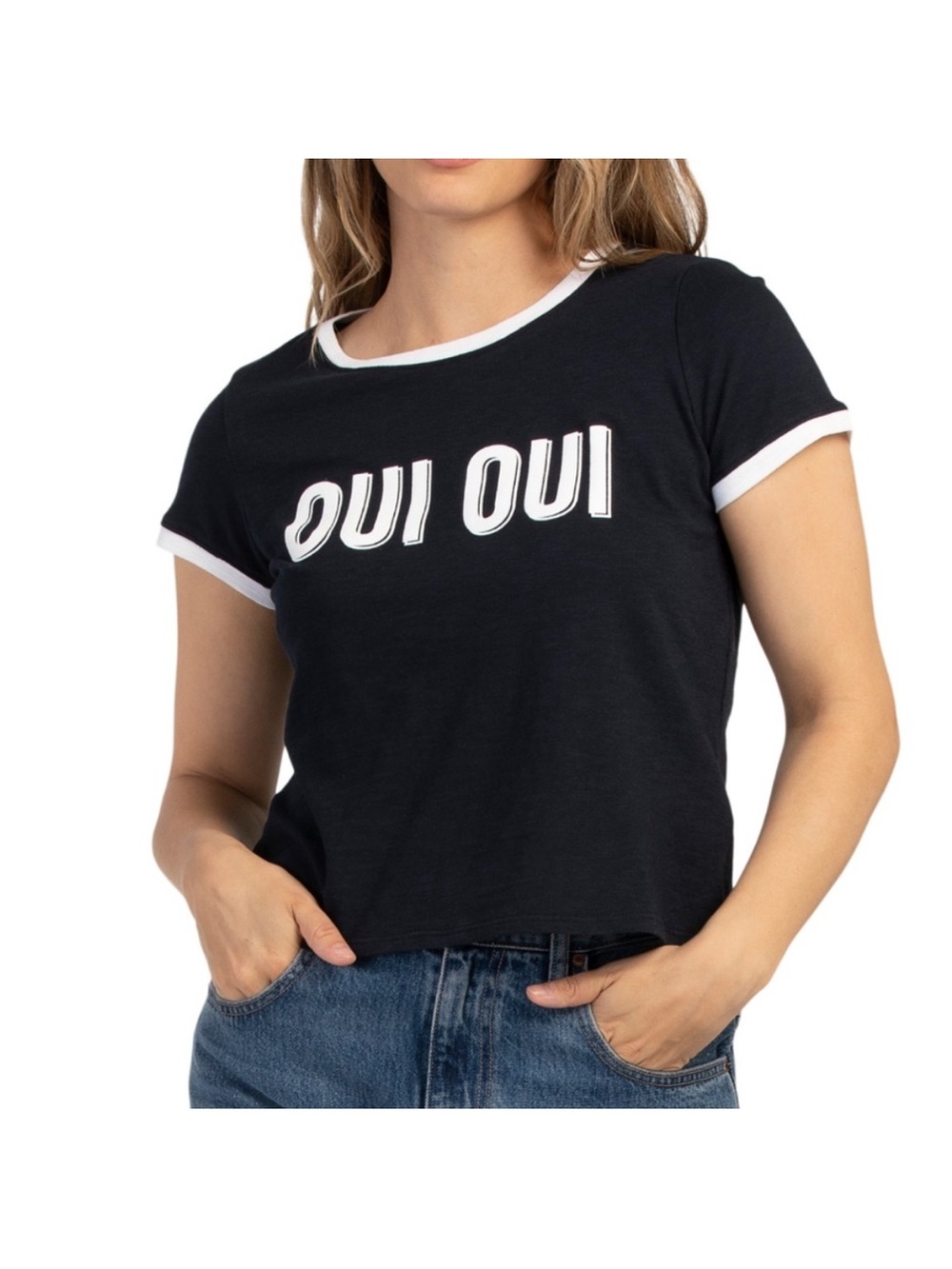 Cinq a sept | navy and white “oui oui” graphic tee